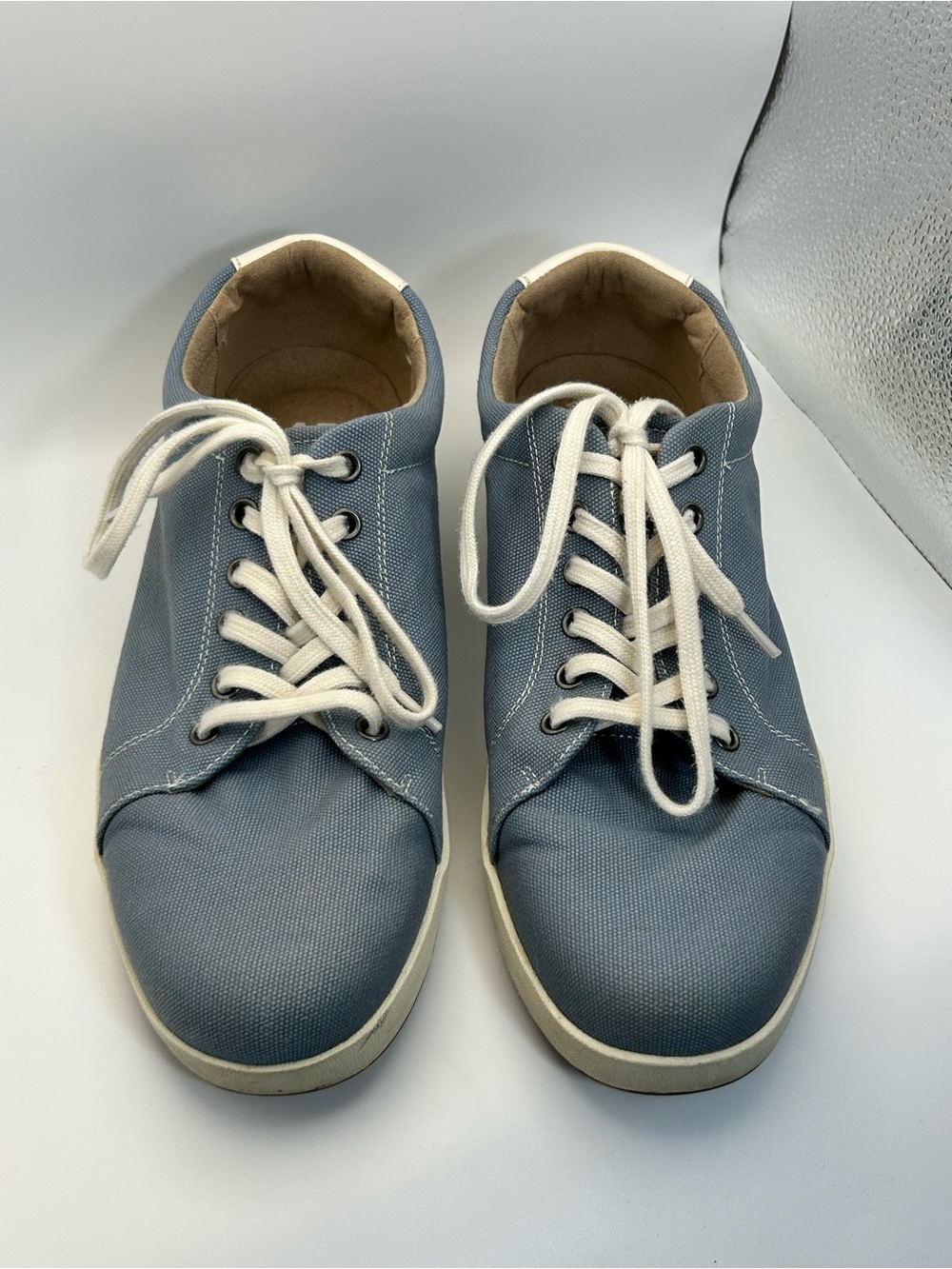 Abeo Encore Blue Canvas Lace-Up Sneakers Size 8.5 Arch Support Cushioned Comfort